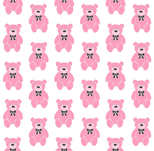 Vector seamless pattern of pink teddy bear