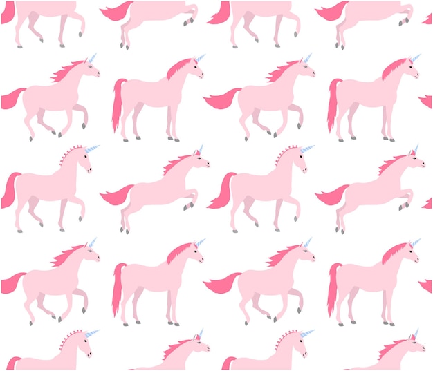 Vector seamless pattern of pink unicorns