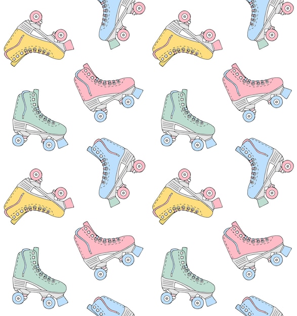 Vector vector seamless pattern of quad roller skate