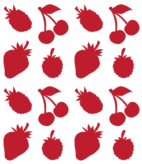 Vector seamless pattern of of red sketch berries