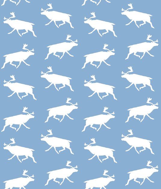 Vector seamless pattern of reindeer silhouette