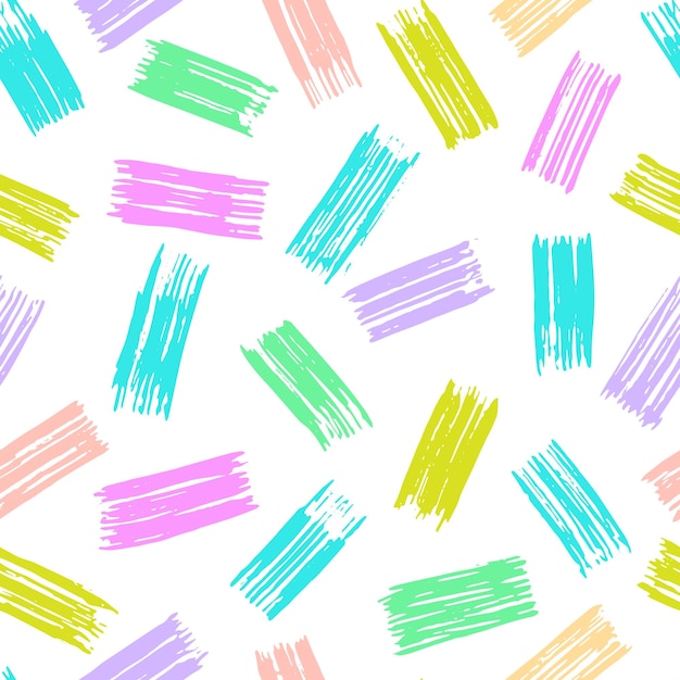 Vector vector seamless pattern repeatable texture with hand drawn highlight marker look like strokes artistic colorful background