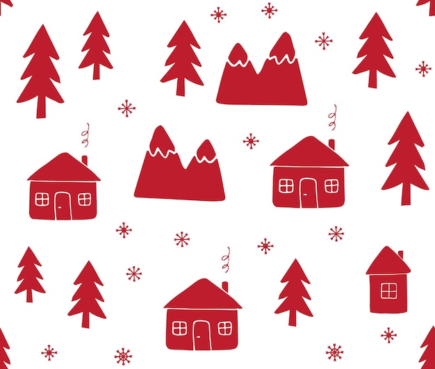 Vector seamless pattern of Scandinavian house