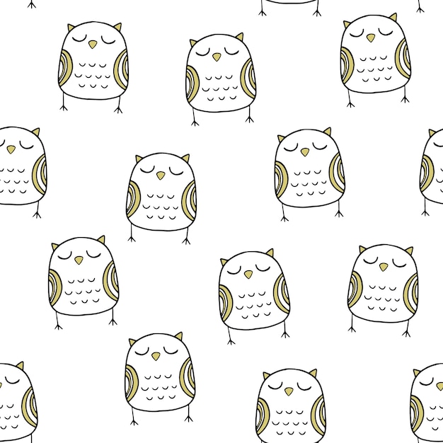 Vector seamless pattern in Scandinavian style. Nice owl.