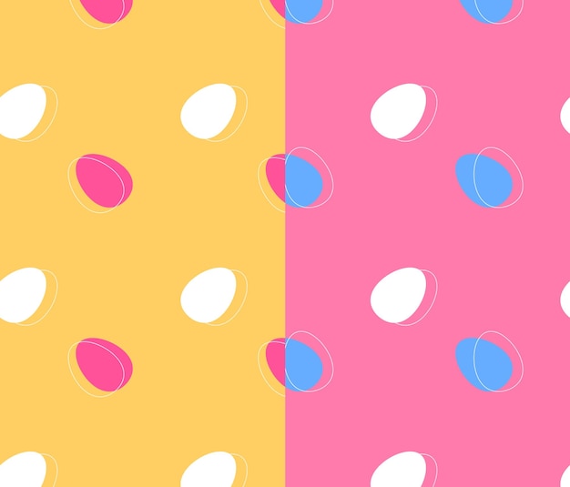 Vector seamless pattern set with minimalistic eggs