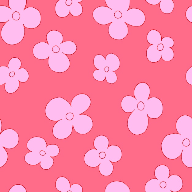 Вектор Векторный бесшовный узор простые цветы ботаническая иллюстрация для фоновых обоев текстильная ткань одежда бумажный почтовый вагон