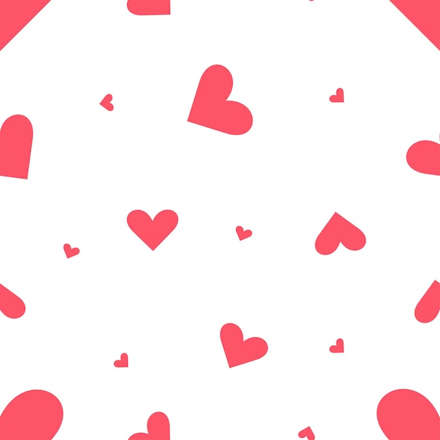 Vector seamless pattern. simple repeating texture with chaotic hearts. pink hearts