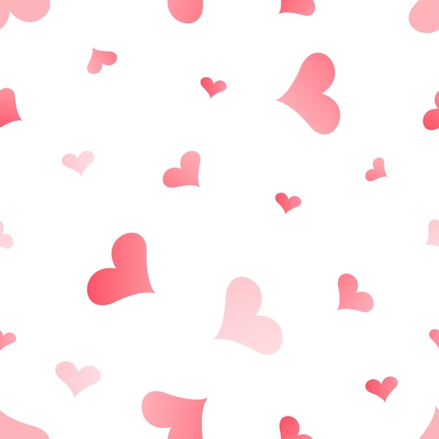 Vector seamless pattern simple repeating texture with chaotic hearts pink hearts