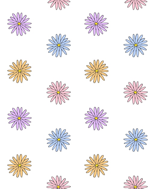 Vector seamless pattern of sketch flower