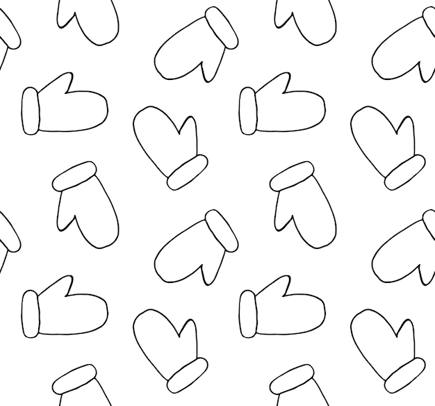 Vector seamless pattern of sketch mitten