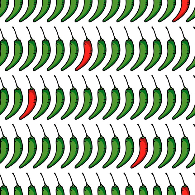 Vector seamless pattern of sketch pepper chili