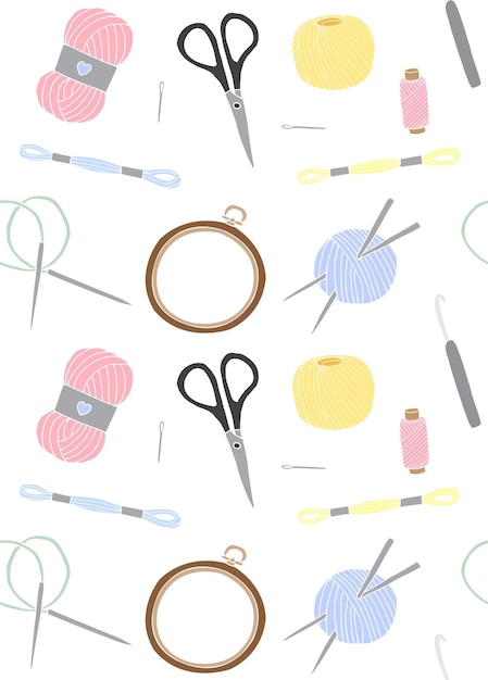 Vector seamless pattern of sketch thread