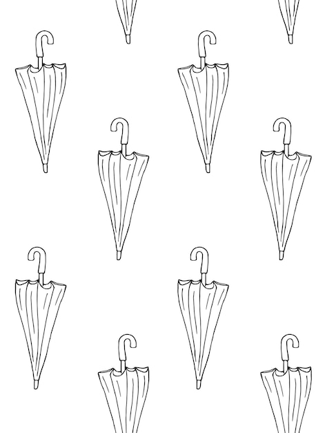 Vector seamless pattern of sketch umbrella