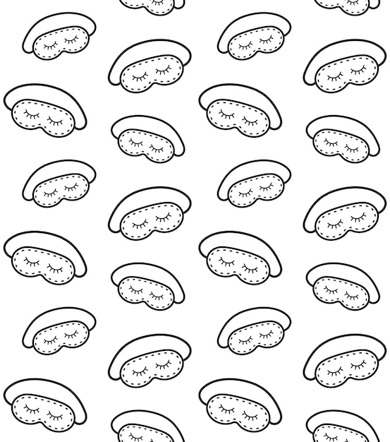 Vector seamless pattern of sleeping mask with eyes