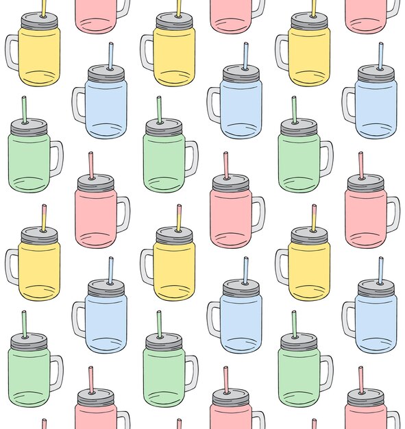 Vector seamless pattern of smoothie jar cup