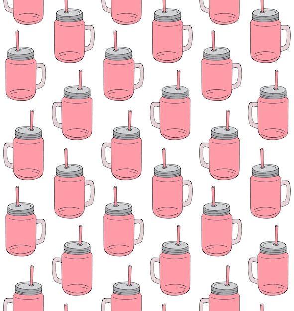 Vector seamless pattern of smoothie jar cup