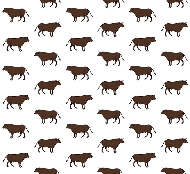 Vector seamless pattern of standing bull