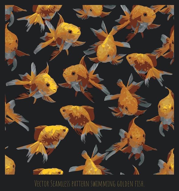 Vector Seamless pattern swimming golden fish