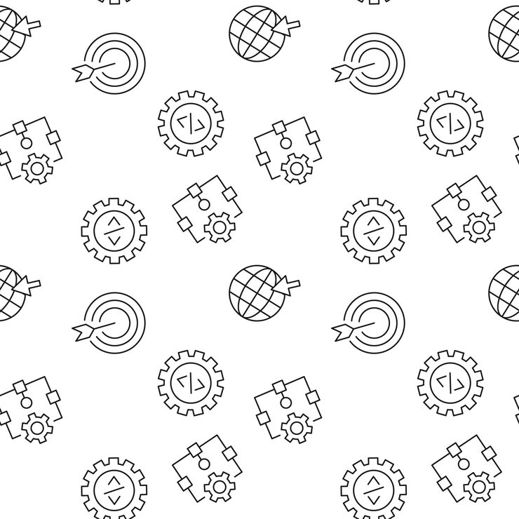 Vector vector seamless pattern of target programming algorithm coding on white background
