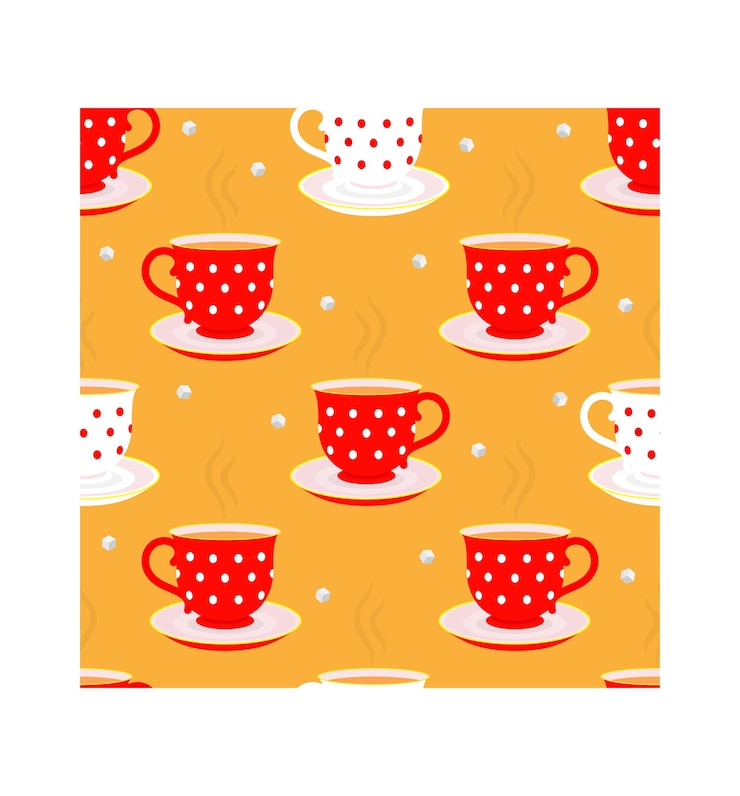 Vector vector seamless pattern a teacup hot tea