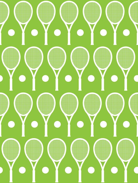 Vector seamless pattern of tennis ball and racket