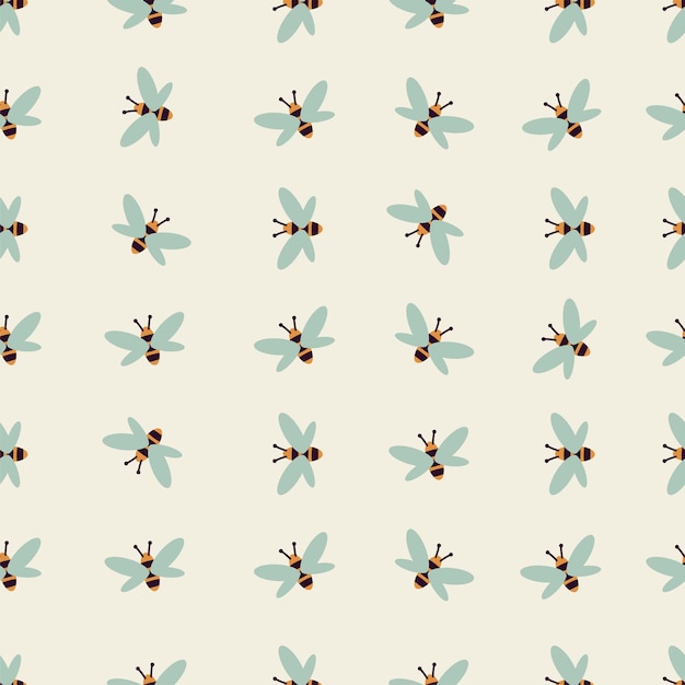 Vector seamless pattern texture with bees on a light background