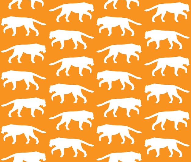 Vector seamless pattern of tiger silhouette