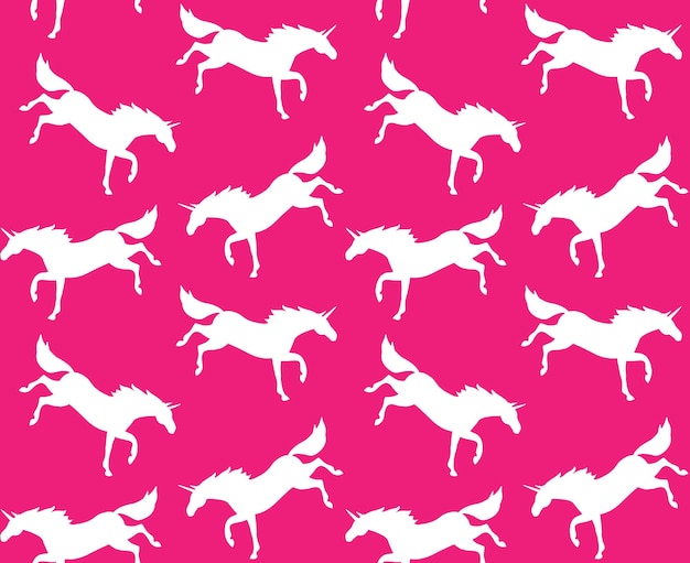 Vector seamless pattern of unicorn silhouette