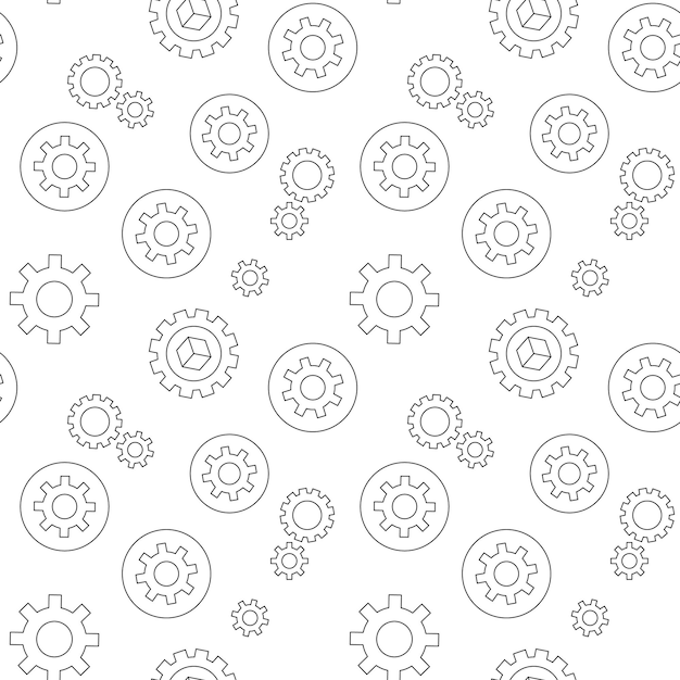 Vector vector seamless pattern of various gear or cogwheels made of various element