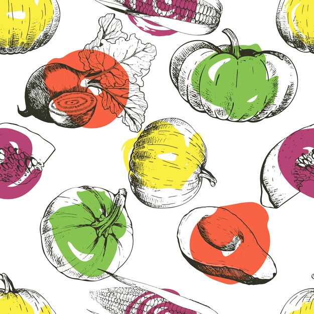 Vector seamless pattern of vegetables