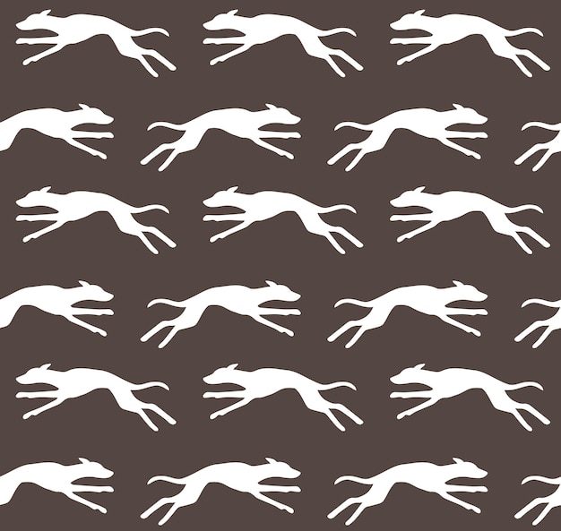 Vector seamless pattern of whippet dog silhouette