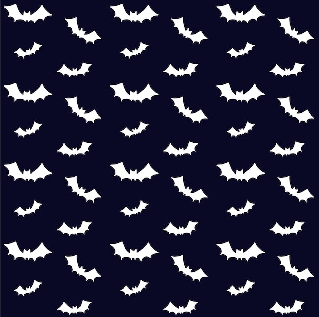 Vector seamless pattern of white bat silhouette