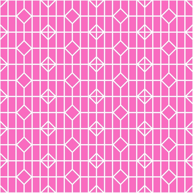 Vector seamless pattern of white lines and rhombs on pink background for websites textile wrappers wallpapers