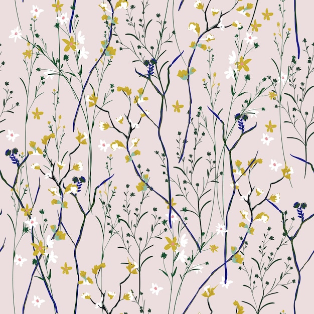 Vector seamless pattern wind blow flowers