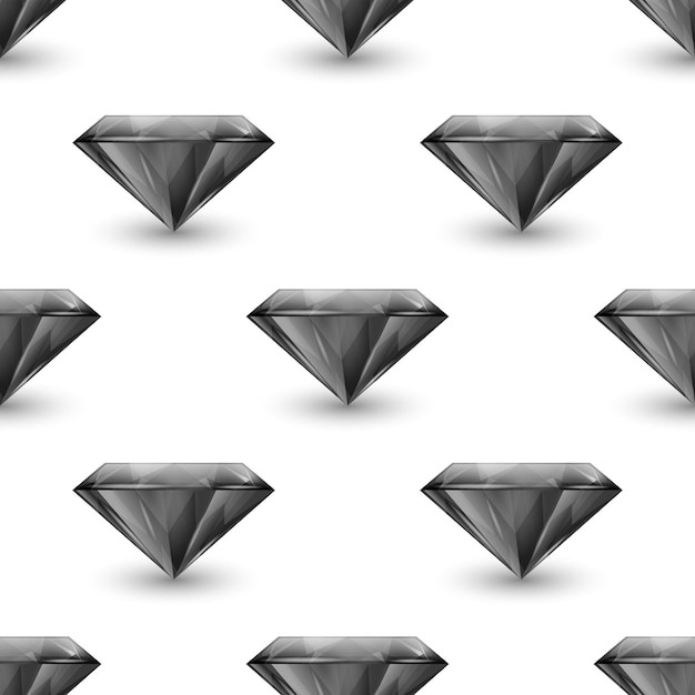Vector Seamless Pattern with 3d Realistic Gemstone Crystal Rhinestones on White Background Jewerly Concept Design Template Gems Crystals Rhinestones or Gemstones Top View
