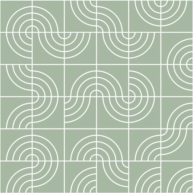 Vector seamless pattern with abstract geometric shapes in gray green Minimalist geometric print