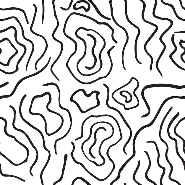 抽象的な手描きの要素を持つシームレスなパターン ベクトル白地に黒のインク