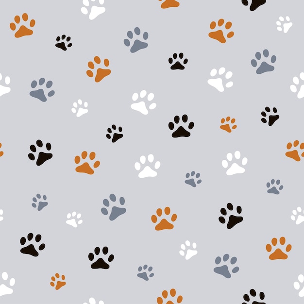 Vector seamless pattern with animal footprint texture