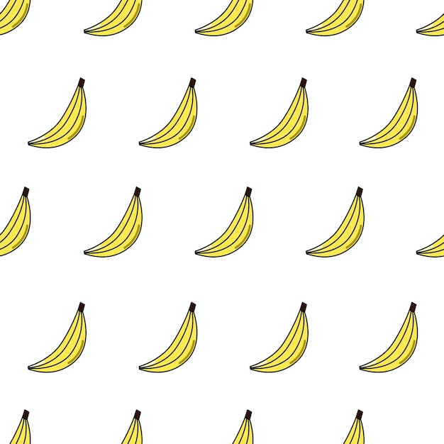 Vector seamless pattern with banana Repeating fruit icon on white
