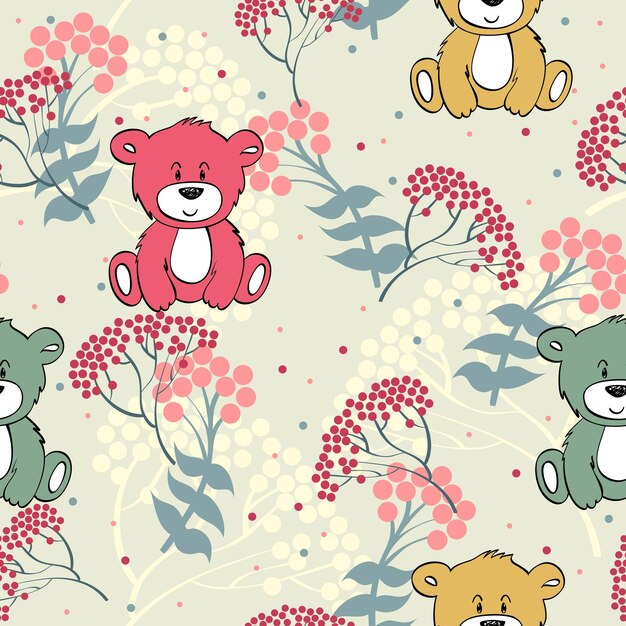 Vector seamless pattern with bears