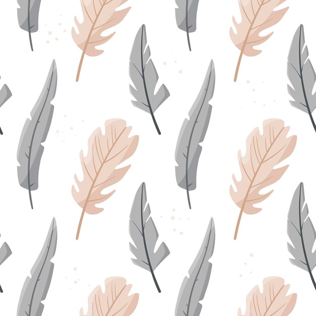 Vector vector seamless pattern with bird feathers