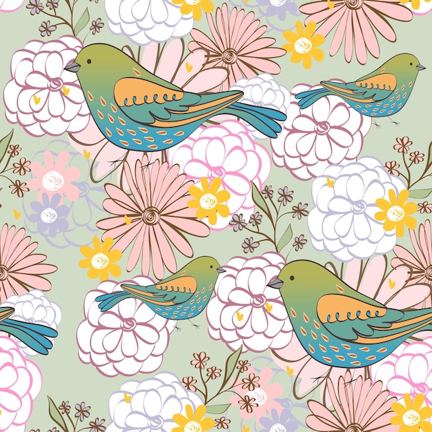 Vector vector seamless pattern with birds