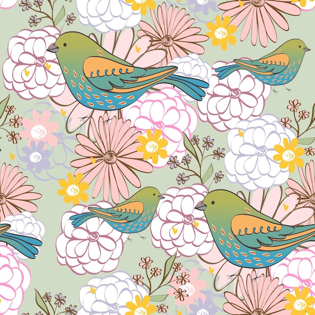 Vector seamless pattern with birds