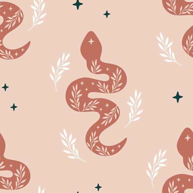 Vector seamless pattern with boho snake