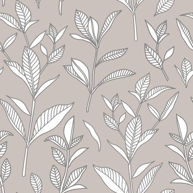 vector seamless pattern with branches and leaves