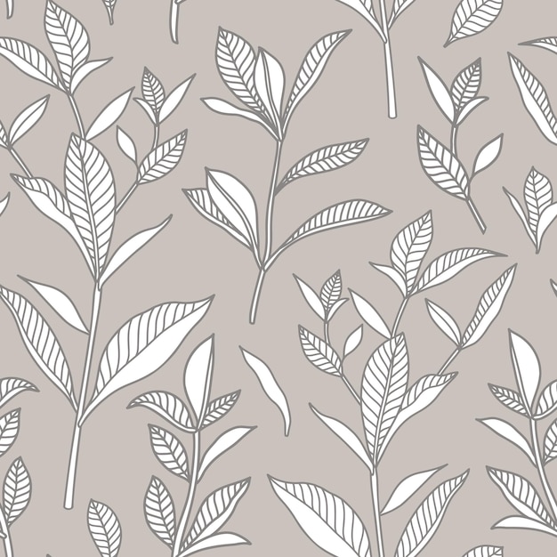 Vector seamless pattern with branches and leaves