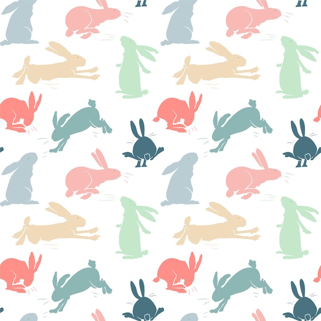 벡터 토끼와 함께  ⁇ 터 원활한 패턴 봄 배경 파스텔 색상의 토끼와 함께 부활절 디자인