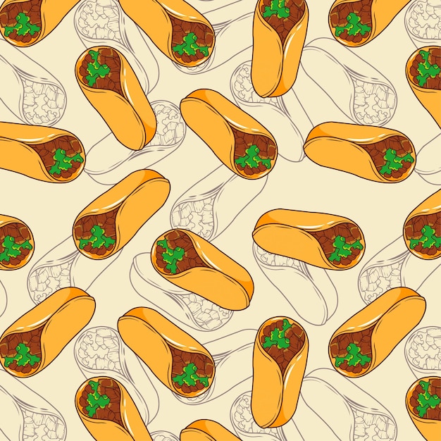 Vector seamless pattern with burritos for prints