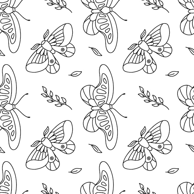 나비와 벡터 원활한 패턴 패브릭 섬유 벽지 포장지에 대한 그림