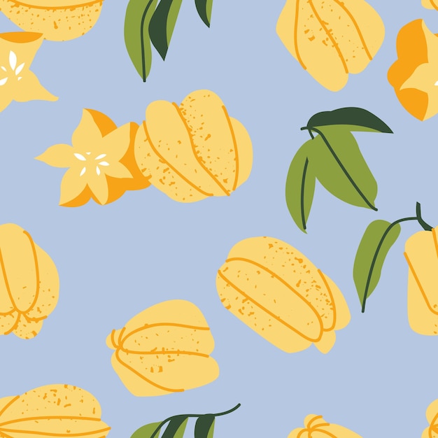 Векторный бесшовный рисунок с фруктами карамболы абстрактный дизайн для бумажной обложки